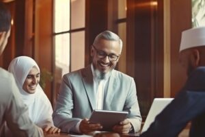 entrepreneur-musulman-utilisant-tablette-lors-reunion-partenaires-commerciaux-generative-ai_28914-17013